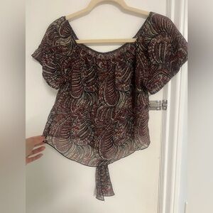 Elegant Black and Red Patterned Women's Top